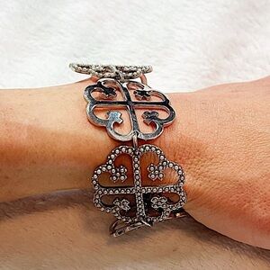 Valeska Vintage Celtic Silver Metal Adjustable Clasp Bracelet Rare